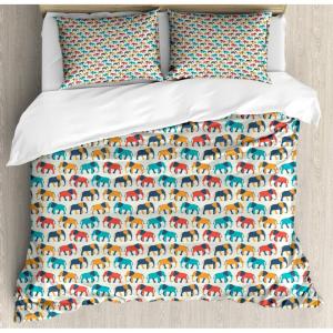 Ambesonne Damask Grey Duvet Cover Set, Simple Pattern with Curls and Dots in Neutral Design Print, Decorative 3 Piece Bedding Set with 2 Pillow Shams, Queen Size, Pale Grey and White(Eggshell Multicolor)