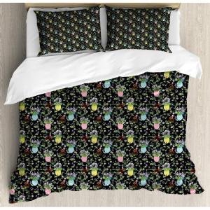 Ambesonne Damask Grey Duvet Cover Set, Simple Pattern with Curls and Dots in Neutral Design Print, Decorative 3 Piece Bedding Set with 2 Pillow Shams, Queen Size, Pale Grey and White(Dark Grey Multicolor)