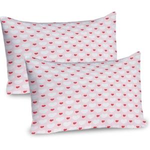 Ambesonne Eiffel Tower Pillow Sham Set of 2, Autumn Romantic Paris Historical Valentine’s Day Umbrellas Doodle, Quality Microfiber Bedding Item for All Seasons, 26″ x 20″, Lilac Red Pale Blue(Red Rose White)