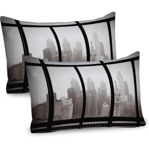 Ambesonne Eiffel Tower Pillow Sham Set of 2, Autumn Romantic Paris Historical Valentine’s Day Umbrellas Doodle, Quality Microfiber Bedding Item for All Seasons, 26″ x 20″, Lilac Red Pale Blue(Dimgray and Black)