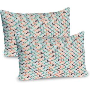 Ambesonne Eiffel Tower Pillow Sham Set of 2, Autumn Romantic Paris Historical Valentine’s Day Umbrellas Doodle, Quality Microfiber Bedding Item for All Seasons, 26″ x 20″, Lilac Red Pale Blue(Salmon Brown Turquoise)