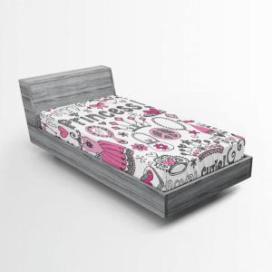Ambesonne Ethnic Fitted Sheet, Mandala Inspired Art Hand Drawn Paisley Pattern Boho Native, Bed Cover with All-Round Elastic Deep Pocket for Comfort, Full Size, Black and White(Grey Pink White)