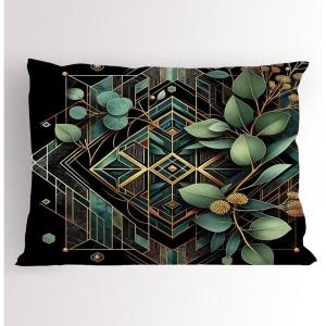 Ambesonne Eucalyptus Leaves Pillow Sham, Leafy Branches Summer Flowers on Neutral Marble Print Back, Decorative Standard Queen Size Printed Pillowcase, 30″ X 20″, Fern Green Pastel Yellow(Black Laurel Green Amber)