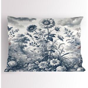 Ambesonne Eucalyptus Leaves Pillow Sham, Leafy Branches Summer Flowers on Neutral Marble Print Back, Decorative Standard Queen Size Printed Pillowcase, 30″ X 20″, Fern Green Pastel Yellow(Slate Blue and Burgundy)