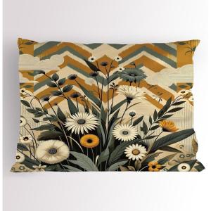 Ambesonne Eucalyptus Leaves Pillow Sham, Leafy Branches Summer Flowers on Neutral Marble Print Back, Decorative Standard Queen Size Printed Pillowcase, 30″ X 20″, Fern Green Pastel Yellow(Amber Laurel Green)