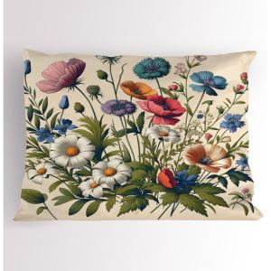 Ambesonne Eucalyptus Leaves Pillow Sham, Leafy Branches Summer Flowers on Neutral Marble Print Back, Decorative Standard Queen Size Printed Pillowcase, 30″ X 20″, Fern Green Pastel Yellow(Champagne and Multicolor)