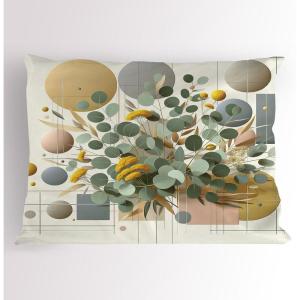 Ambesonne Eucalyptus Leaves Pillow Sham, Leafy Branches Summer Flowers on Neutral Marble Print Back, Decorative Standard Queen Size Printed Pillowcase, 30″ X 20″, Fern Green Pastel Yellow(Green Multicolor)
