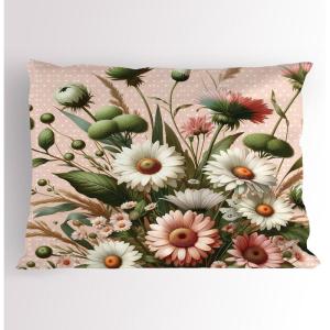 Ambesonne Eucalyptus Leaves Pillow Sham, Leafy Branches Summer Flowers on Neutral Marble Print Back, Decorative Standard Queen Size Printed Pillowcase, 30″ X 20″, Fern Green Pastel Yellow(Blush Forest Green Pink)