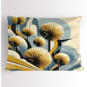 Ambesonne Eucalyptus Leaves Pillow Sham, Leafy Branches Summer Flowers on Neutral Marble Print Back, Decorative Standard Queen Size Printed Pillowcase, 30″ X 20″, Fern Green Pastel Yellow(Mustard Blue Grey Cream)