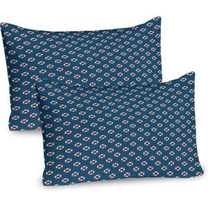 Ambesonne Fence Pillow Sham Set of 2, Cats in Love Watching Full Moon at Night Valentines Romantic Cartoon, Quality Microfiber Bedding Item for All Seasons, 26″ x 20″, Indigo Cobalt Blue White(Petrol Blue and Vermilion)