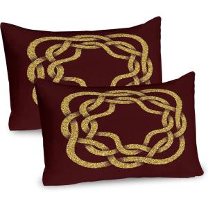 Ambesonne Fence Pillow Sham Set of 2, Cats in Love Watching Full Moon at Night Valentines Romantic Cartoon, Quality Microfiber Bedding Item for All Seasons, 26″ x 20″, Indigo Cobalt Blue White(Burgundy Mustard)