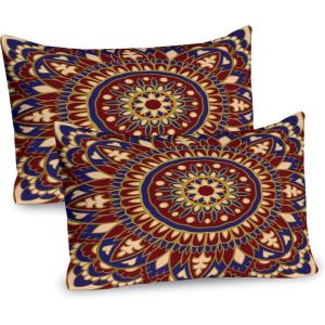 Ambesonne Fence Pillow Sham Set of 2, Cats in Love Watching Full Moon at Night Valentines Romantic Cartoon, Quality Microfiber Bedding Item for All Seasons, 26″ x 20″, Indigo Cobalt Blue White(Lavender Burgundy)