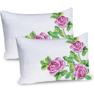 Ambesonne Flower Pillow Sham Set of 2, Dreamy Tree Body View Cloudy Details Love and Affection Valentines Inspired Motif, Quality Microfiber Bedding Item for All Seasons, 30″ x 20″, Purple(Pink Green)