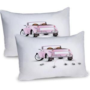 Ambesonne Flower Pillow Sham Set of 2, Dreamy Tree Body View Cloudy Details Love and Affection Valentines Inspired Motif, Quality Microfiber Bedding Item for All Seasons, 30″ x 20″, Purple(Pink White)