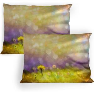Ambesonne Flower Pillow Sham Set of 2, Dreamy Tree Body View Cloudy Details Love and Affection Valentines Inspired Motif, Quality Microfiber Bedding Item for All Seasons, 30″ x 20″, Purple(Purple Green)