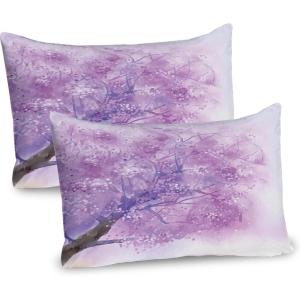 Ambesonne Flower Pillow Sham Set of 2, Dreamy Tree Body View Cloudy Details Love and Affection Valentines Inspired Motif, Quality Microfiber Bedding Item for All Seasons, 30″ x 20″, Purple(Purple)