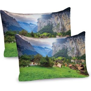 Ambesonne Flower Pillow Sham Set of 2, Dreamy Tree Body View Cloudy Details Love and Affection Valentines Inspired Motif, Quality Microfiber Bedding Item for All Seasons, 30″ x 20″, Purple(Green Grey)