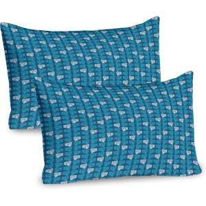 Ambesonne Flower Pillow Sham Set of 2, Floral Pattern Romantic Spring Valentines Day Wedding Anniversary Theme Art, Quality Microfiber Bedding Item for All Seasons, 36″ x 20″, Violet White(Turquoise Blue)
