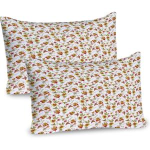 Ambesonne Flower Pillow Sham Set of 2, Floral Pattern Romantic Spring Valentines Day Wedding Anniversary Theme Art, Quality Microfiber Bedding Item for All Seasons, 36″ x 20″, Violet White(Red Yellow White)