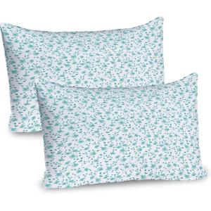 Ambesonne Flower Pillow Sham Set of 2, Floral Pattern Romantic Spring Valentines Day Wedding Anniversary Theme Art, Quality Microfiber Bedding Item for All Seasons, 36″ x 20″, Violet White(Pale Blue Teal White)
