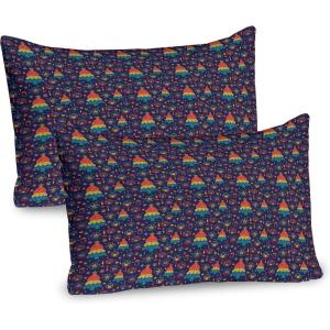 Ambesonne Flower Pillow Sham Set of 2, Floral Pattern Romantic Spring Valentines Day Wedding Anniversary Theme Art, Quality Microfiber Bedding Item for All Seasons, 36″ x 20″, Violet White(Quartz and Multicolor)