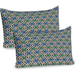 Ambesonne Flower Pillow Sham Set of 2, Floral Pattern Romantic Spring Valentines Day Wedding Anniversary Theme Art, Quality Microfiber Bedding Item for All Seasons, 36″ x 20″, Violet White(Green Blue Black)