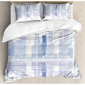 Ambesonne Heart Duvet Cover Sets, Rainbow Colors Watercolor Style Inspired Hearts Valentines Day Love Romantic Couples, Bedding Set with 2 Duvet Covers & 4 Pillowcases, 2 Pack Queen Size, Multicolor(Blue and White)