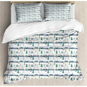 Ambesonne Heart Duvet Cover Sets, Rainbow Colors Watercolor Style Inspired Hearts Valentines Day Love Romantic Couples, Bedding Set with 2 Duvet Covers & 4 Pillowcases, 2 Pack Queen Size, Multicolor(Blue Grey)