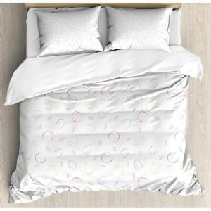 Ambesonne Heart Duvet Cover Sets, Rainbow Colors Watercolor Style Inspired Hearts Valentines Day Love Romantic Couples, Bedding Set with 2 Duvet Covers & 4 Pillowcases, 2 Pack Queen Size, Multicolor(White and Multicolor)
