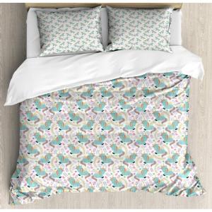 Ambesonne Heart Duvet Cover Sets, Rainbow Colors Watercolor Style Inspired Hearts Valentines Day Love Romantic Couples, Bedding Set with 2 Duvet Covers & 4 Pillowcases, 2 Pack Queen Size, Multicolor(Seafoam Multicolor)