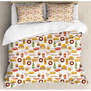 Ambesonne Heart Duvet Cover Sets, Rainbow Colors Watercolor Style Inspired Hearts Valentines Day Love Romantic Couples, Bedding Set with 2 Duvet Covers & 4 Pillowcases, 2 Pack Queen Size, Multicolor(Marigold Multicolor)