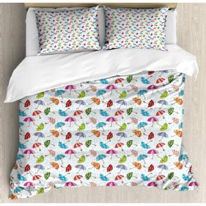 Ambesonne Heart Duvet Cover Sets, Rainbow Colors Watercolor Style Inspired Hearts Valentines Day Love Romantic Couples, Bedding Set with 2 Duvet Covers & 4 Pillowcases, 2 Pack Queen Size, Multicolor(Sky Blue Multicolor)
