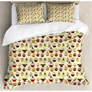 Ambesonne Heart Duvet Cover Sets, Rainbow Colors Watercolor Style Inspired Hearts Valentines Day Love Romantic Couples, Bedding Set with 2 Duvet Covers & 4 Pillowcases, 2 Pack Queen Size, Multicolor(Cream Multicolor)