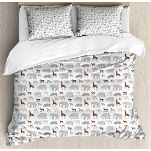 Ambesonne Heart Duvet Cover Sets, Rainbow Colors Watercolor Style Inspired Hearts Valentines Day Love Romantic Couples, Bedding Set with 2 Duvet Covers & 4 Pillowcases, 2 Pack Queen Size, Multicolor(Pale Grey)