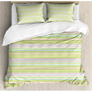 Ambesonne Heart Duvet Cover Sets, Rainbow Colors Watercolor Style Inspired Hearts Valentines Day Love Romantic Couples, Bedding Set with 2 Duvet Covers & 4 Pillowcases, 2 Pack Queen Size, Multicolor(Pale Green Multicolor)