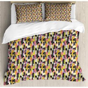 Ambesonne Heart Duvet Cover Sets, Rainbow Colors Watercolor Style Inspired Hearts Valentines Day Love Romantic Couples, Bedding Set with 2 Duvet Covers & 4 Pillowcases, 2 Pack Queen Size, Multicolor(Dark Grey Multicolor)