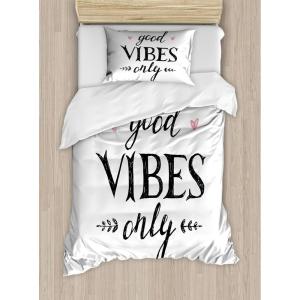 Ambesonne Love Duvet Cover Sets, Hand Written I Love You Phrases Heart Valentines Day Inspiration, Bedding Set with 2 Duvet Covers & 4 Pillowcases, 2 Pack Queen Size, Vermilion Black White(Black White Pink)