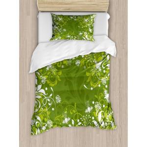 Ambesonne Love Duvet Cover Sets, Hand Written I Love You Phrases Heart Valentines Day Inspiration, Bedding Set with 2 Duvet Covers & 4 Pillowcases, 2 Pack Queen Size, Vermilion Black White(Apple Green Fern Green)