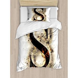 Ambesonne Love Duvet Cover Sets, Hand Written I Love You Phrases Heart Valentines Day Inspiration, Bedding Set with 2 Duvet Covers & 4 Pillowcases, 2 Pack Queen Size, Vermilion Black White(Orange Black Tan)