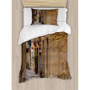 Ambesonne Love Duvet Cover Sets, Hand Written I Love You Phrases Heart Valentines Day Inspiration, Bedding Set with 2 Duvet Covers & 4 Pillowcases, 2 Pack Queen Size, Vermilion Black White(Sand Brown)