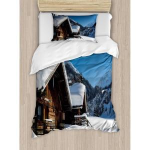 Ambesonne Love Duvet Cover Sets, Hand Written I Love You Phrases Heart Valentines Day Inspiration, Bedding Set with 2 Duvet Covers & 4 Pillowcases, 2 Pack Queen Size, Vermilion Black White(Brown Blue White)
