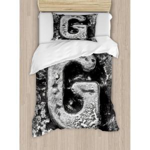 Ambesonne Love Duvet Cover Sets, Hand Written I Love You Phrases Heart Valentines Day Inspiration, Bedding Set with 2 Duvet Covers & 4 Pillowcases, 2 Pack Queen Size, Vermilion Black White(Grey Grey)