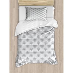 Ambesonne Love Duvet Cover Sets, Hand Written I Love You Phrases Heart Valentines Day Inspiration, Bedding Set with 2 Duvet Covers & 4 Pillowcases, 2 Pack Queen Size, Vermilion Black White(Grey Beige)