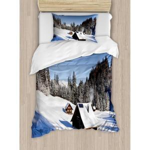 Ambesonne Love Duvet Cover Sets, Hand Written I Love You Phrases Heart Valentines Day Inspiration, Bedding Set with 2 Duvet Covers & 4 Pillowcases, 2 Pack Queen Size, Vermilion Black White(Blue Brown White)
