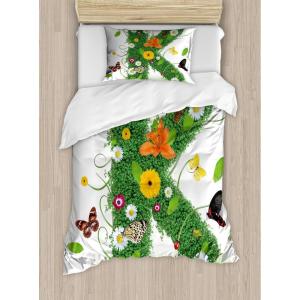 Ambesonne Love Duvet Cover Sets, Hand Written I Love You Phrases Heart Valentines Day Inspiration, Bedding Set with 2 Duvet Covers & 4 Pillowcases, 2 Pack Queen Size, Vermilion Black White(Green Multicolor)