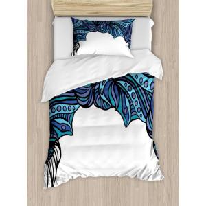 Ambesonne Love Duvet Cover Sets, Hand Written I Love You Phrases Heart Valentines Day Inspiration, Bedding Set with 2 Duvet Covers & 4 Pillowcases, 2 Pack Queen Size, Vermilion Black White(Violet Blue Turquoise)