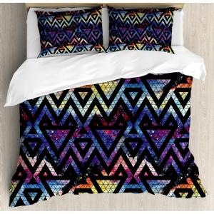 Ambesonne Love Duvet Cover Sets, Valentines Day Design Romance Themed Vintage Wedding Inspirations Typographic Retro, Bedding Set with 2 Duvet Covers & 4 Pillowcases, 2 Pack Queen Size, Red White(Indigo Multicolor)