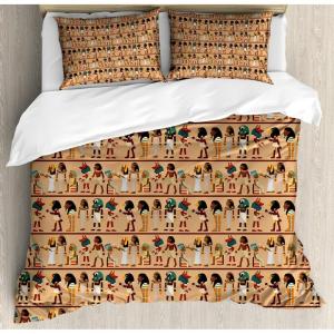 Ambesonne Love Duvet Cover Sets, Valentines Day Design Romance Themed Vintage Wedding Inspirations Typographic Retro, Bedding Set with 2 Duvet Covers & 4 Pillowcases, 2 Pack Queen Size, Red White(Brown Multicolor)