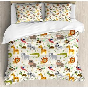 Ambesonne Love Duvet Cover Sets, Valentines Day Design Romance Themed Vintage Wedding Inspirations Typographic Retro, Bedding Set with 2 Duvet Covers & 4 Pillowcases, 2 Pack Queen Size, Red White(Marigold Multicolor)