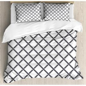 Ambesonne Love Duvet Cover Sets, Valentines Day Design Romance Themed Vintage Wedding Inspirations Typographic Retro, Bedding Set with 2 Duvet Covers & 4 Pillowcases, 2 Pack Queen Size, Red White(Dark Blue White)